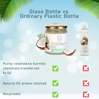 T&H Organics Cold Pressed Certified Organic Virgin Coconut Oil for baby massage , hair and skin - Pack of 2 Hair Oil  (320 ml)