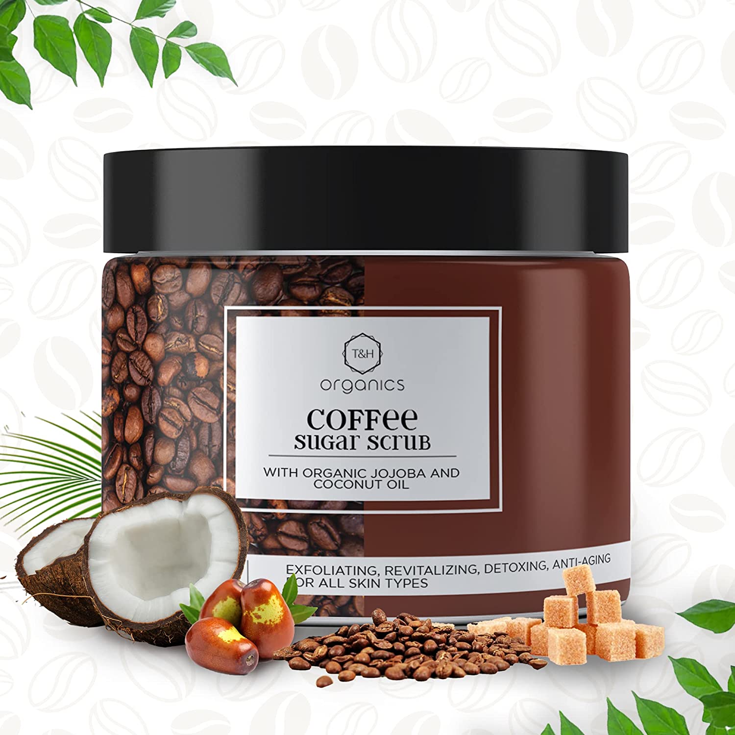 T&H Organic Coffee Sugar Scrub with Organic Jojoba and Coconut Oil,100 gm