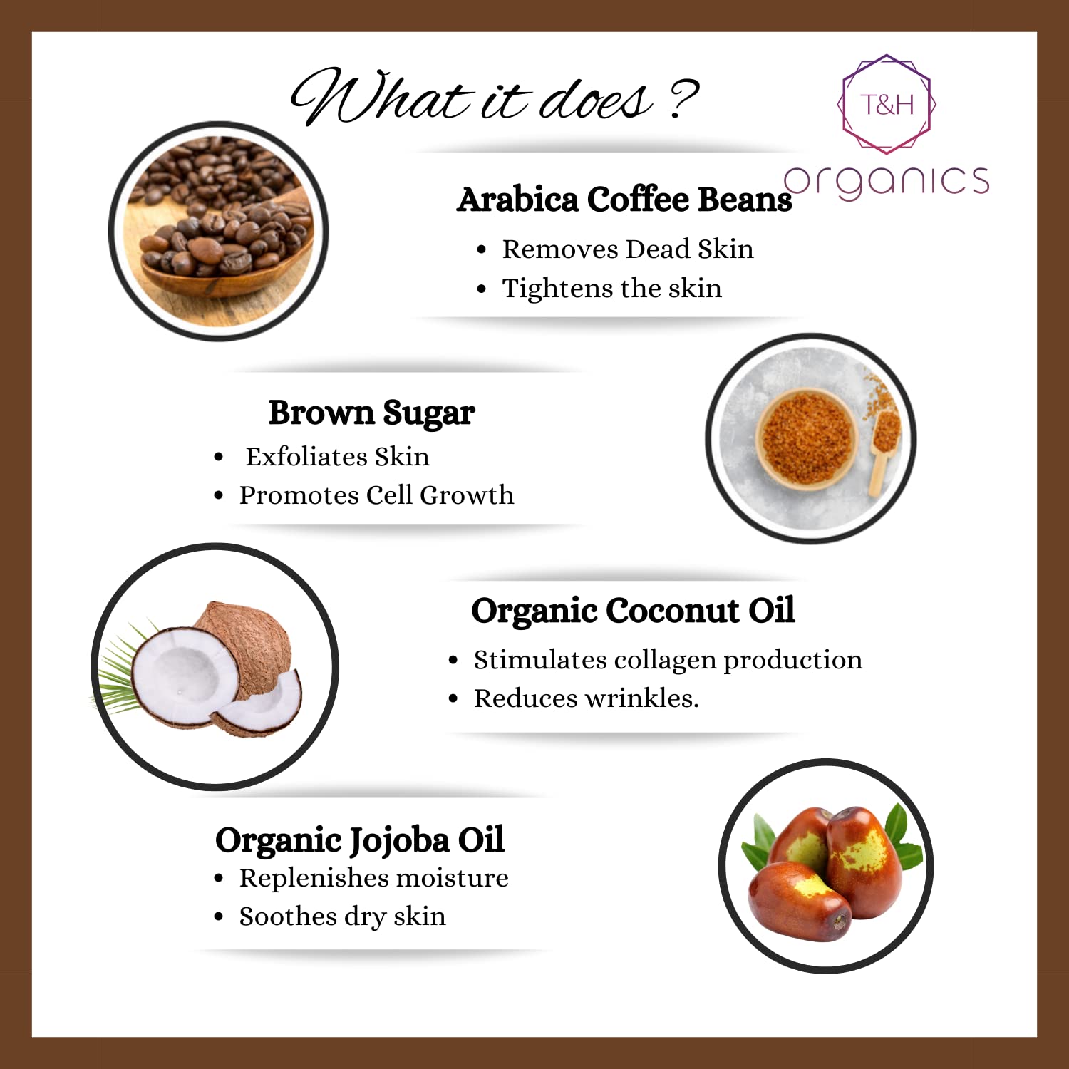 T&H Organic Coffee Sugar Scrub with Organic Jojoba and Coconut Oil,100 gm