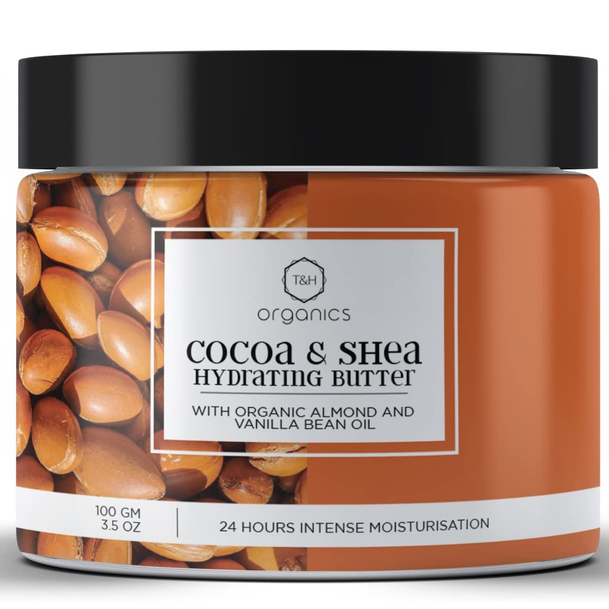T&H Organics Cocoa and Shea Hydrating Butter with Organic Almond and Vanilla Bean Oil,100 gm